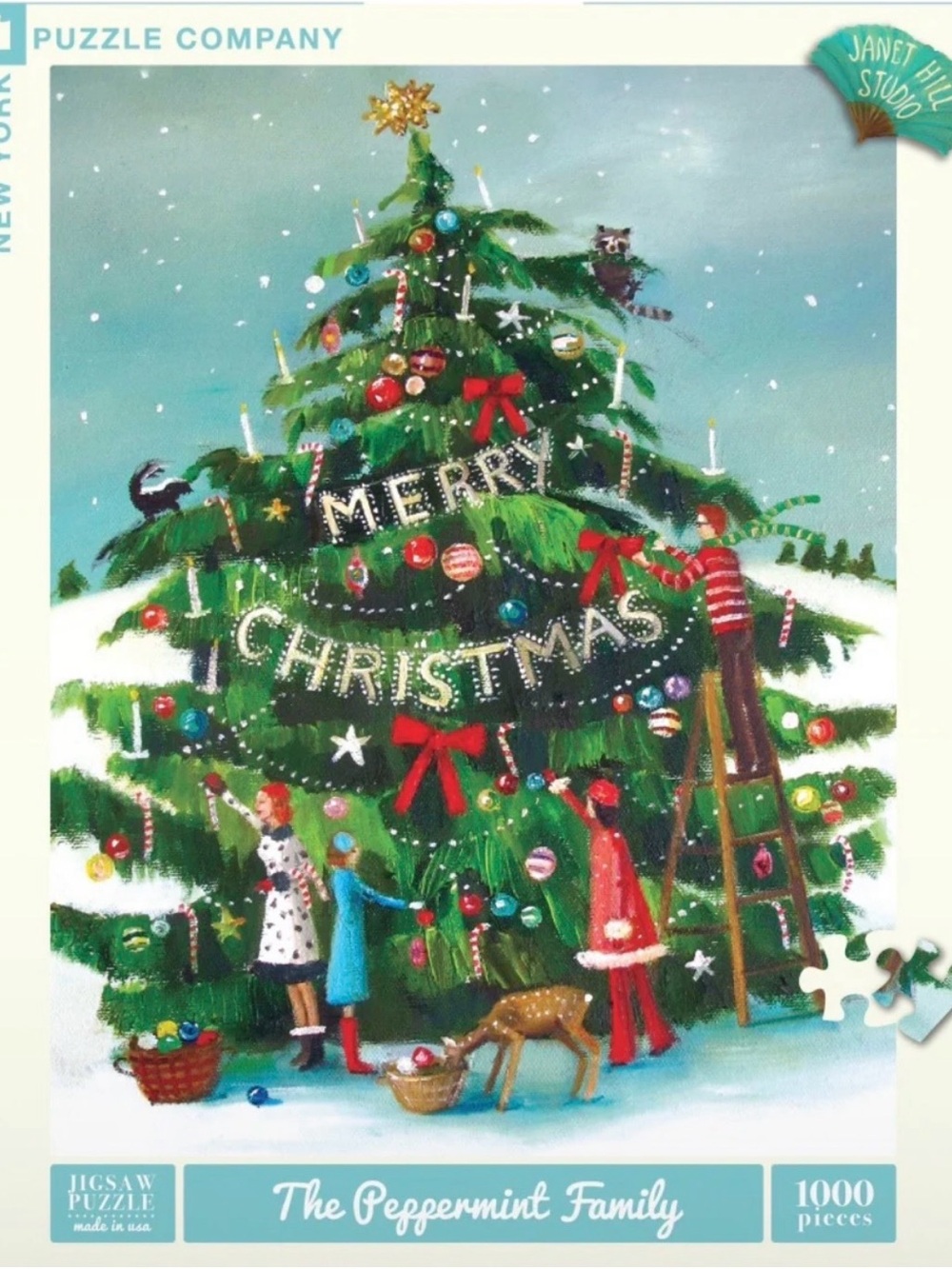 'The Peppermint Family' Holiday Jigsaw Puzzle - Green